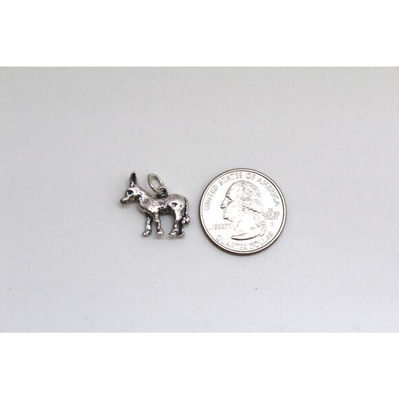 Sterling Silver Donkey Charm, Sterling Silver Oxidized Donkey Charm - Picture 3 of 4